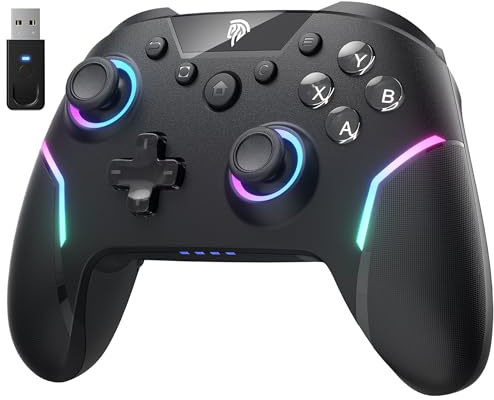 EasySMX X20 Wireless PC Controller with 7 Light Colours RGB/Hall Joystick Trigger, Mechanical Buttons, Bluetooth Gamepad for PC/Switch/Android/iOS/Steam/Mobile,Rechargeable Battery (1000mAh)