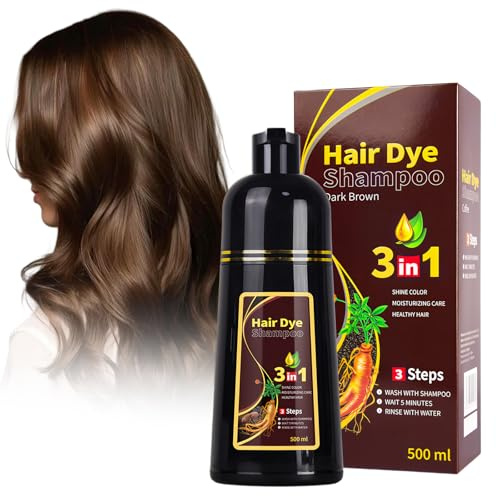 Dunkelbraun Haarfärbeshampoo, Hair Dye Shampoo, Natürliches Sofort-Haarfarben-Shampoo, Haarfärbung Hair Color Shampoos für Männer und Frauen, 500 ml (Dunkelbraun)
