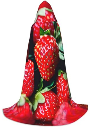 ETASUIOL Capa con capucha con estampado de fresas frescas para Halloween, disfraces de mago vampiro de la parca, estilo renacentista