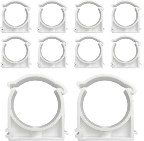 TONGIHS 10 Stück Rohrschelle Klemmschelle, für Schläuche, Weiß | Innendurchmesser 50mm,PVC,Langlebig,mit Klettverschluss,Einfache Montage,Sicherer Halt,für Haushalt,Automobilbereich