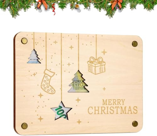 Geldgeschenke Weihnachten Geldgeschenke Verpackung aus Holzbrettern Weihnachten Grußkarte 15 * 20cm GeldgeschenkVerpackung für Frau Mann Freund Familie