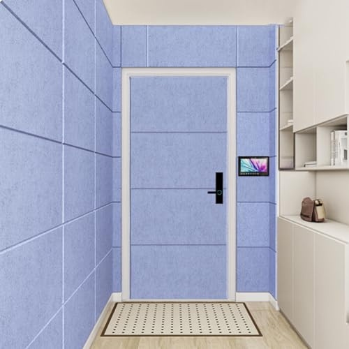 Sound Deadening Panels for Door, Soundproof Wall Panels Self Adhesive, Acoustic Sound Absorbing Decorative Felt Wall Tiles with Textured Paper, 0.35 Inches Thick(Blue,30 x 60 cm 5pcs)