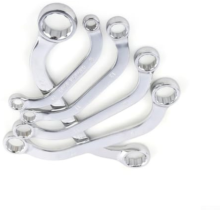 Zilimontt Lot de 5 clés à cliquet métriques doubles en forme de U, conception de douille à 12 pans pour clé à anneau, construction en acier au chrome vanadium, tailles 8 x 10 mm à 21 x 22 mm, pour AUT
