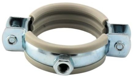 Screw Pipe Clamps 15-19 mm 3/8 Inch Galvanised Steel Pipe Clamps Sound Insulation Inserts Beige Pack of 10