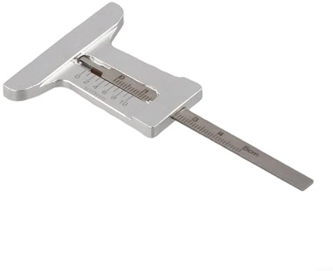 Tiefenmesser aus Edelstahl, 0–50 mm, für Autoreifenprofiltiefenmessung, silberfarben