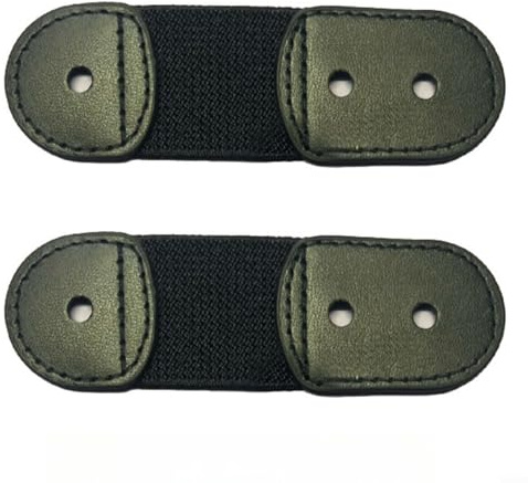 Eiskunstlauf-Schnürband - Gummiband für Eislaufschuhe, 2 Stück, Leder + Latexgarn, 10 x 3,5 cm, Schwarz (Schwarz)
