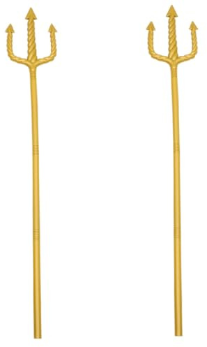 ifundom 2 Pezzi Tridente Dorato Poseidone Punte Arrotondate, Accessorio Costume Nettuno Classico per Cosplay, Feste Halloween e Spettacoli Teatrali