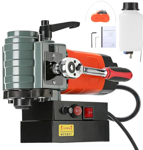 GEARFLOW Mag Drill Press with Coolant Tank, 1300W Portable Magnetic Drill Press with 35 mm Boring Diameter, 650 RPM Stepless Speed ，45 mm Boring Depth 10000N Drilling Machine 220V for Metal Surfa