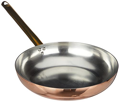 Pentole Agnelli Linea Rame Padella Saltare con Manico in Rame Liscio, Marrone, 32 cm