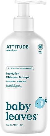 ATTITUDE Baby Lotion, EWG Verified Moisturizer, Dermatologically Tested Moisturizing Cream, Vegan and Cruelty-Free, Good Night, 16 Fl Oz