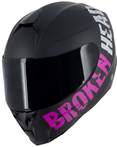 Broken Head BeProud Sport Pink-Schwarz-Matt Special Edition - Motorradhelm + Gratis Schwarzem Visier - Integralhelm für Naked-Bike-Helm, Sport-Helm