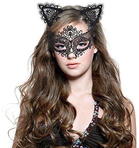 Lelengder Haarband mit Katzenohren und Spitze, Maskerade-Set, süß, sexy und bequem, Stirnband mit Ohren, Haarbänder, Katzenmasken, Damenmaske, Spiel, Stirnband, Kostümzubehör für Damen