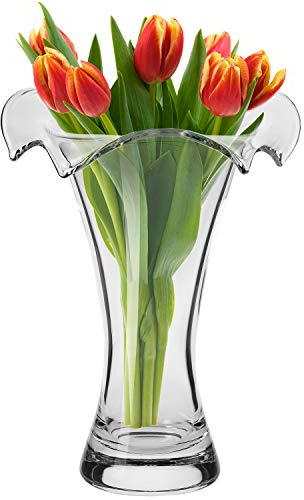 KROSNO Blumenvase Glas-Vase | 270 mm Hoch | Wave Kollektion | Perfekt für Zuhause, Restaurants und Partys | zur manuellen Reinigung Transparent | Bleifreies Kristallglas