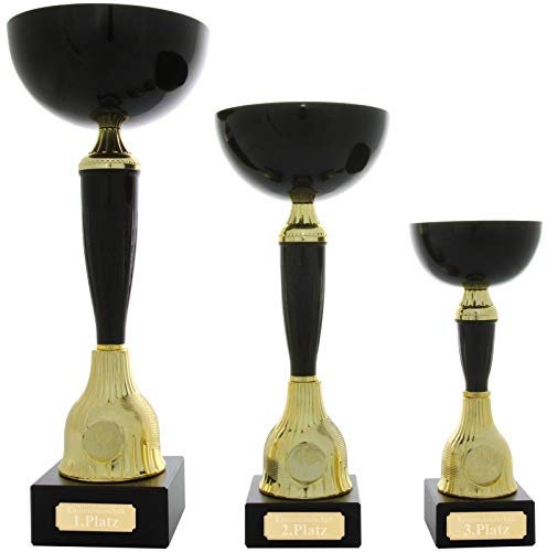 Pokal BLOIS schwarz Metall auch mit Gravur Gravurplatte 3 Größen