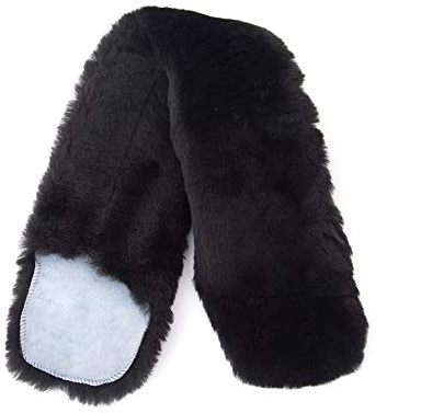 Merauno® Echt Lammfell Gurtschoner Bauchgurtschoner für Westerngurt Dressurgurt Rundum echtes Fell für Ihren Sattelgurt echte Lammwolle (Schwarz, 50 * 12cm(L*B))
