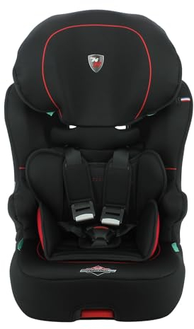 Seggiolino auto Isofix R129 i-Size 76-140 cm - Per bambini da 3 a 10 anni, Poggiatesta regolabile in altezza - Base reclinabile, prodotto in Francia (NERO)