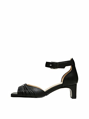 Selected femme Dam, Slfmall, hög klack, läder B sandal med klack, svart, 36 EU