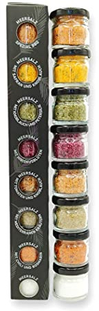 GLOSA MARINA - BLACK EDITION Gourmet Meersalz aus Mallorca das ideale Gewürze Salz Set Geschenk 8x25g