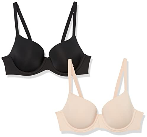 Amazon Essentials Reggiseno in Microfibra Copertura Totale con Ferretto e Supporto Donna, Pacco da 2, Rosato, 2C