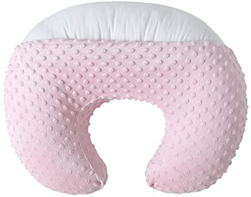 DONOMILO Nursing Pillow and Positioner Breastfeeding and Bottle Feeding, Propping Baby, Tummy Time, Sitting Support for Baby Boy Baby Girl, with Removable Dots Cover (Blushing Bride)