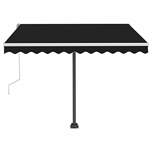 Tidyard Gelenkarmmarkise Einziehbar mit LED UV-beständig Balkonmarkise Sonnenschutz Sichtschutz Terrassenmarkise Balkon Outdoor-Markise 300x250 cm Anthrazit