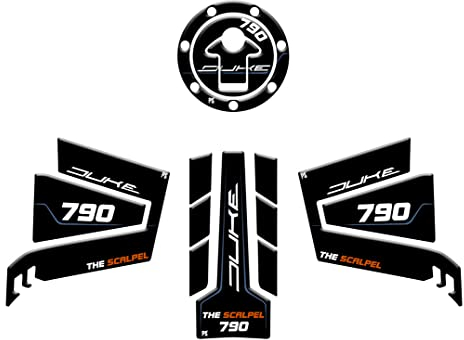 Paraserbatoio.it Kit 3D effect stickers Resinated tank protector compatible with KTM DUKE 790 THE SCALPEL - kit, tank cover, side guards - Color Blue v2