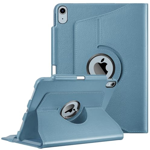 FINTIE Coque Rotative pour iPad Air 11 Pouces M4/M3/M2 (2026/2025/2024) et iPad Air 5/4 10.9” (2022/2020) - [Rangement de Stylet] Étui Rotatif à 360° Housse Pivotante Robuste, Bleu Brumeux