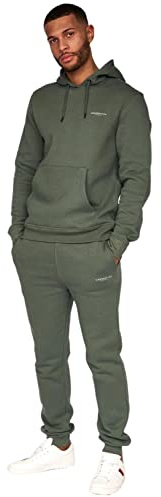 Crosshatch full tracksuit Hooded Fleece Sweatshirt Zip Up Hoodie Jacket Sweatpants Joggers by Jeanbase Khaki M