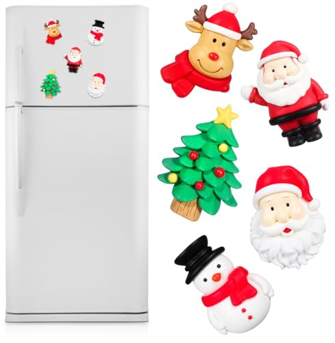 Luxshiny Weihnachtsmann Kühlschrankmagnet 5Er Set Cartoon Magnetische Weihnachtsanhänger Für Küche Büro Whiteboard Dekoration 2.36X1.77 Zoll