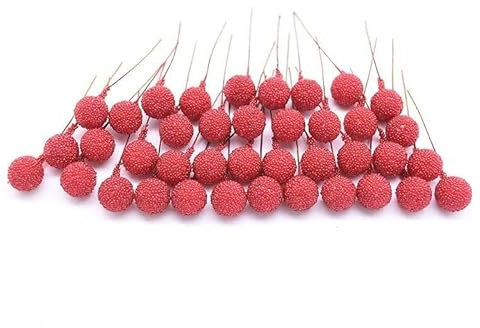 Equirider 1 Satz rote Perlen Kunststoff Staubblätter künstliche Blumen Obst Staubblätter Beeren Bündel Kuchen Weihnachten Hochzeit Geschenkbox Kränze Dekor