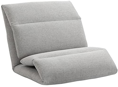 HOMCOM Poltrona da pavimento divano pigro poltrona convertibile in letto schienale reclinabile in 5 posizioni tessuto finto lino, 72 x 71 x 60 cm, grigio