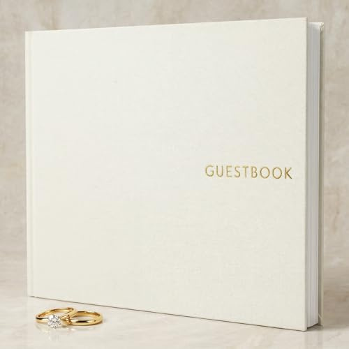 Beautiful Linen Wedding Guest Book - Elegant Guestbook for Your Reception