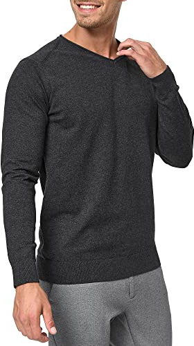 Indicode Hombres Beam Jersey de Punto con Cuello de Pico confeccionado en 85% algodón Charcoal Mix L