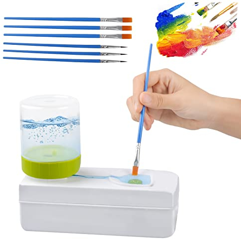 Multifunctional Paint Brush Cleaner with 6 Brushes - Acrylic, Makeup Brush Rinser Tool for Water Based Paint