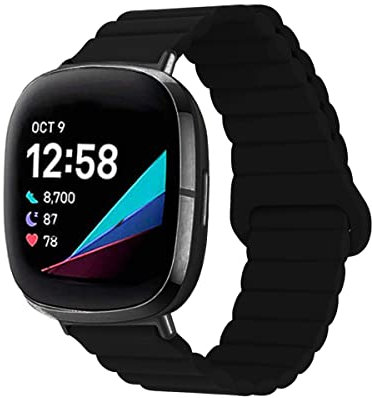 Silikon Armbänder für Fitbit Versa 4/ Versa 3/ Sense/Sense 2 Männer und Frauen Bewegung mit Magnet Armbänder Ersatzband mit Magnet Armbänder Kompatibel mit Fitbit Versa 4/ Versa 3/ Sense/Sense 2 (1)