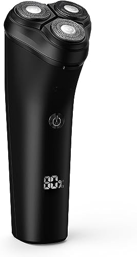LEONYS Rasoi elettrici for Uomini Calvi, Rasoio Elettrico Ricaricabile IPX7 Impermeabile Rasoi rotanti da Uomo Rasoi da Barba elettrici con Schermo Intelligente LED