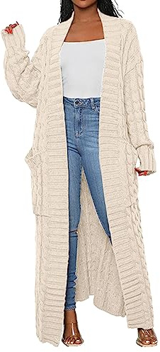 HOOUDO Strickjacke Damen Modern lockerer Strickpullover, Oberbekleidung, Lange Strickjacke Strickpullover Blau Damen (White, XXXXL)