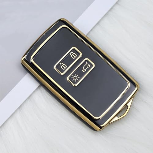 Juttzzei Renault Autoschlüssel Hülle für Renault Clio Captu Espace Dacia Duster Megane Koleos Kadjar Kangoo Twingo Talisman Schlüsselhülle, Silikon Renault Kadjar Schlüsselhülle - 4 Tasten(Schwarz)
