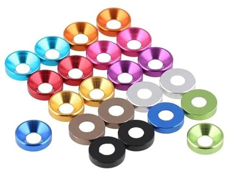 FUGGY Aluminiumlegierungsscheiben for Senkkopfschraube, Dichtungsscheibe, Mehrfarbig, RC-Autozubehör, M2, M2,5, M3, M4, M5, M6, M8, 3-100 Stück (Color : Peach Red, Size : 10Pcs M2.5)
