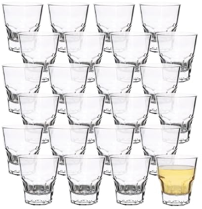 Set 12/24 Bicchieri Da Shot In Vetro Capacità 4Cl Certificati Contatto Alimentare Lavabili In Lavastoviglie Base Spessa Feste Liquori Amari Si Microonde Bicchierini Shottini - Dresda - 24 Pezzi