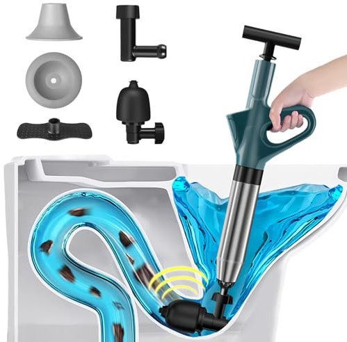 Stantuffo per WC, Gonfiabile Sturalavandino a Pressione, Bagno Blaster di Scarico Dell'aria, Stura WC ad Aria Compressa con 4 teste sostituibili, Sturalavandini per WC, lavandino, Vasca da Bagno