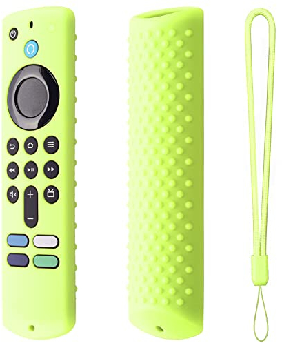 Stick Remote Cover, Silikon-Fernbedienungshülle für 2021 TV Stick 4K Max/Alexa Voice Remote 3rd Gen, Anti-Rutsch-Silikon-Schutzhülle mit Lanyard (Leuchtendes Grün)