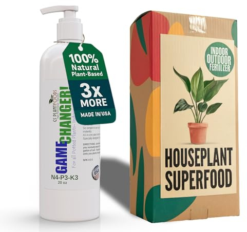 GS Plant Foods Game Changer - 100% Plant-Based Liquid Fertilizer 4-3-3 – for Organic Growing, Odor-Free, Easy Squeeze Bottle, Vegan – Indoor & Outdoor Plants - 20 Ounces