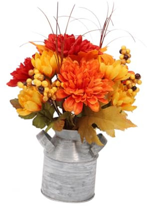 RORPOIR Adornos De Girasol De Simulación Cubo De Hierro Flor Falsa para Maceta De Bonsái Decoración De Escritorio para Otoño Flores Artificiales Decorativas para Centro De Mesa