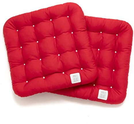 HAVE A SEAT Living - Sitzkissen Outdoor 40x40 (2 St.) - Bequeme Gartenstuhlauflagen - Wetterfest, Waschbar bis 95°C, Orthopädisch - Made in Germany (2er Set - 40x40 cm, Rot)