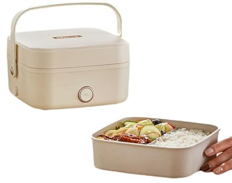 Suafif Scaldavivande Elettrico Portapranzo, Portapranzo Termico Portatile Contenitore Ermetico Rimovibile da 1,2 Litri, Funzionamento One Touch, per Ufficio, Viaggi, Scuola, 200W