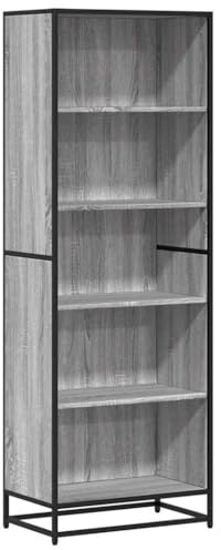 vidaXL Bücherregal, Bücherschrank Regal mit Stauraum, Standregal für Wohnzimmer Büro, Büroregal Aktenregal Aufbewahrungsregal, Grau Sonoma Holzwerkstoff