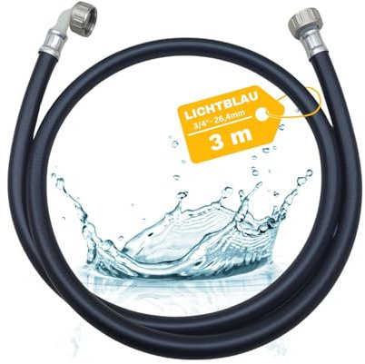 LICHTBLAU Manguera de entrada de agua caliente 90° grados I 3 m I 3/4 pulgadas lavadora lavavajillas I 2996 I manguera de agua caliente con rosca de metal I incluye junta