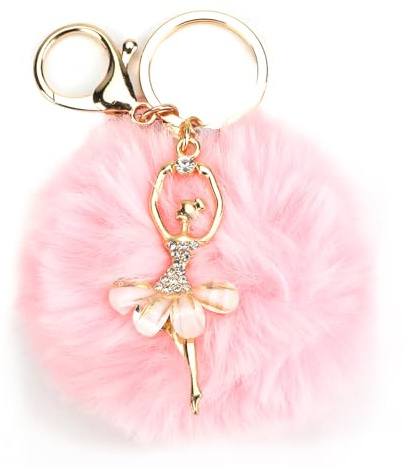 Porte Clés élégant Avec Pompon Et Cristal, Pendentif Danseuse élégant, Idée Cadeau D'anniversaire Pour Femme, Cadeau Pour Femme, Couple Ou Amis, Porte Bonheur,Porte Clef