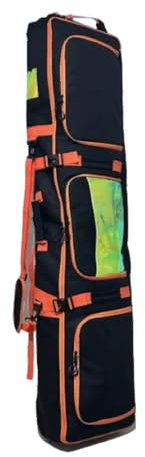 LCQSYE Snowboard Bag Snowboardtasche, Skitasche, Aufbewahrungstasche mit Rollen, robuste Reißverschlüsse und Schnallen Skitasche(Black Orange)